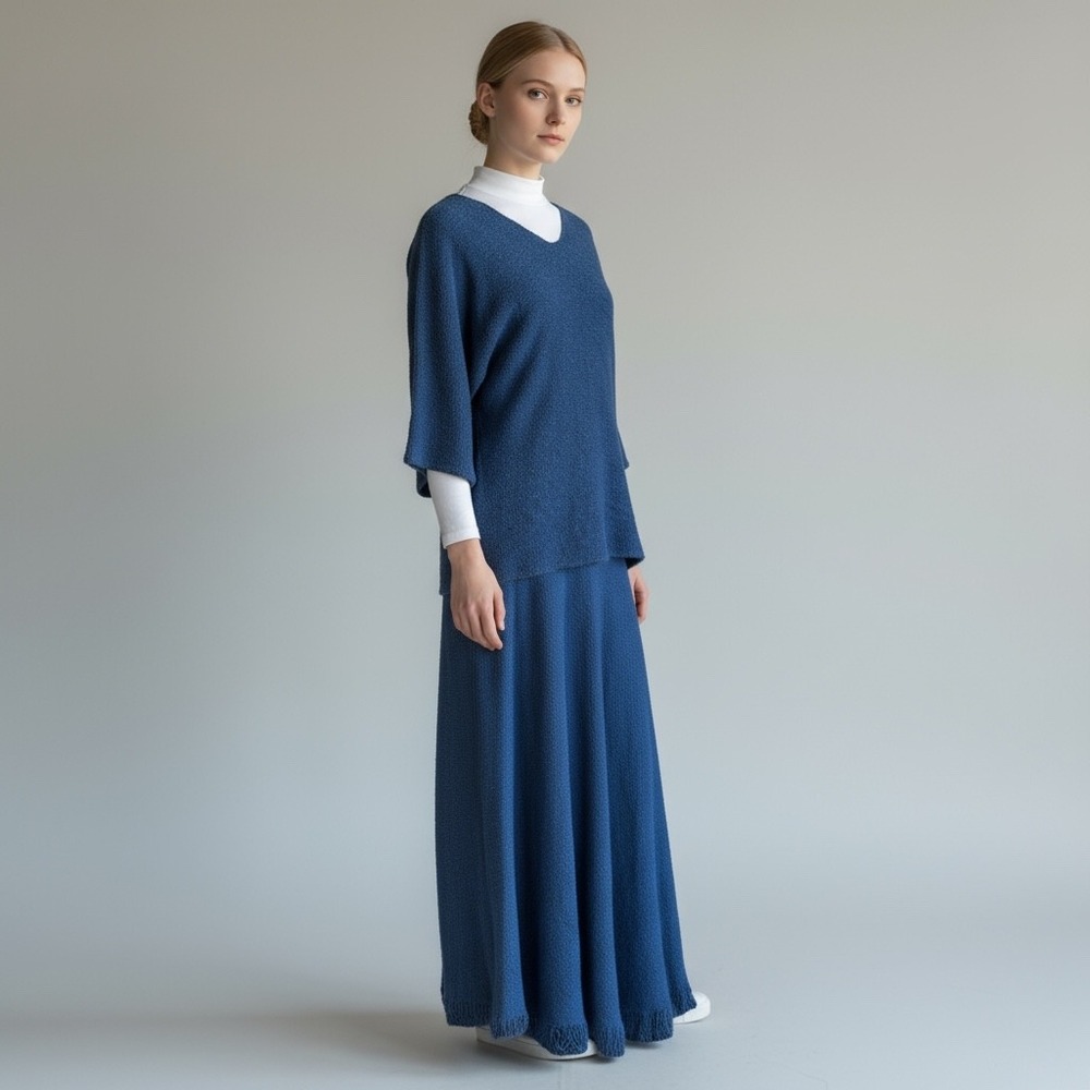 Rebecca Jane Noble Vintage Hand Woven‎ Blue Cotton Skirt Size S - Picture 9 of 9